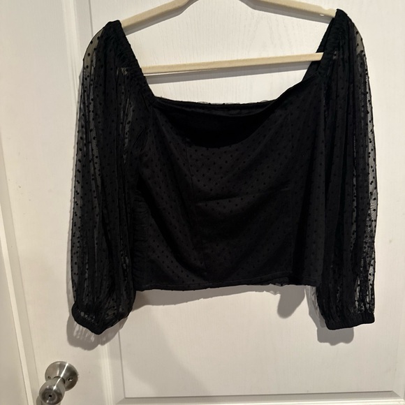 Express Elegant Black Sheer Sleeve Top - Picture 5 of 5